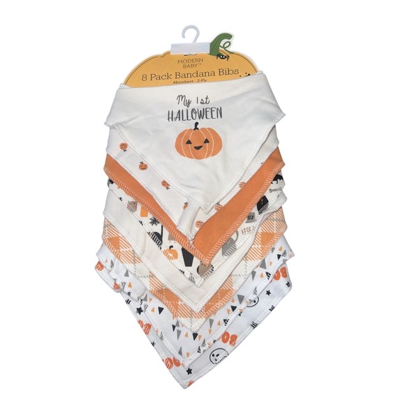 Modern Baby Other - Modern Baby Halloween Bibs Set of 8 Bandanna Snap 2-Ply Bibs NEW Halloween $28